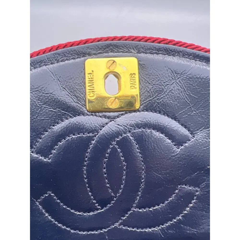 CHANEL Mademoiselle Lambskin Black Grosgrain Half Moon Flap Shoulder Bag